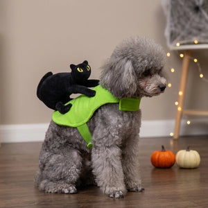 Tamecare Black Cat Rider Halloween Dog Costume