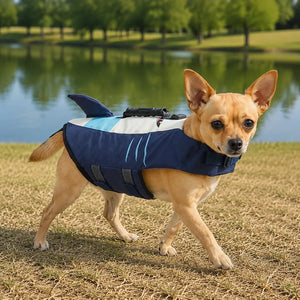 Tamecare Shark Dog Life Jacket Reflective Buoyant Pet Swimming Vest