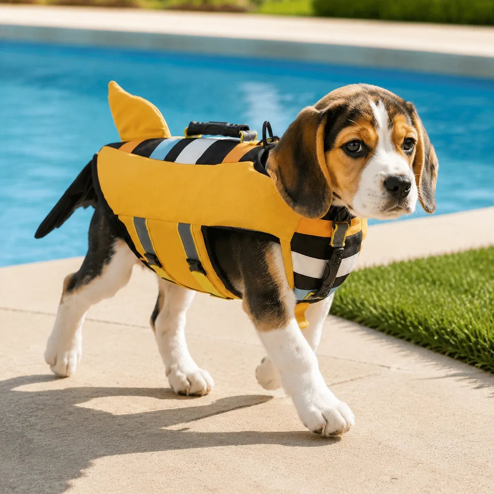 Tamecare Yellow Clownfish Dog Life Jacket | Reflective Buoyant Pet Swimming Vest