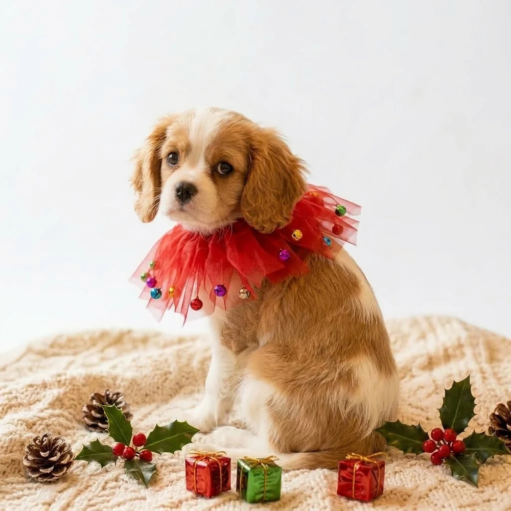 Tamecare Red Christmas Tulle Dog Collar