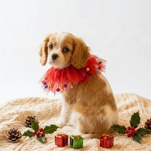 Tamecare Red Christmas Tulle Dog Collar