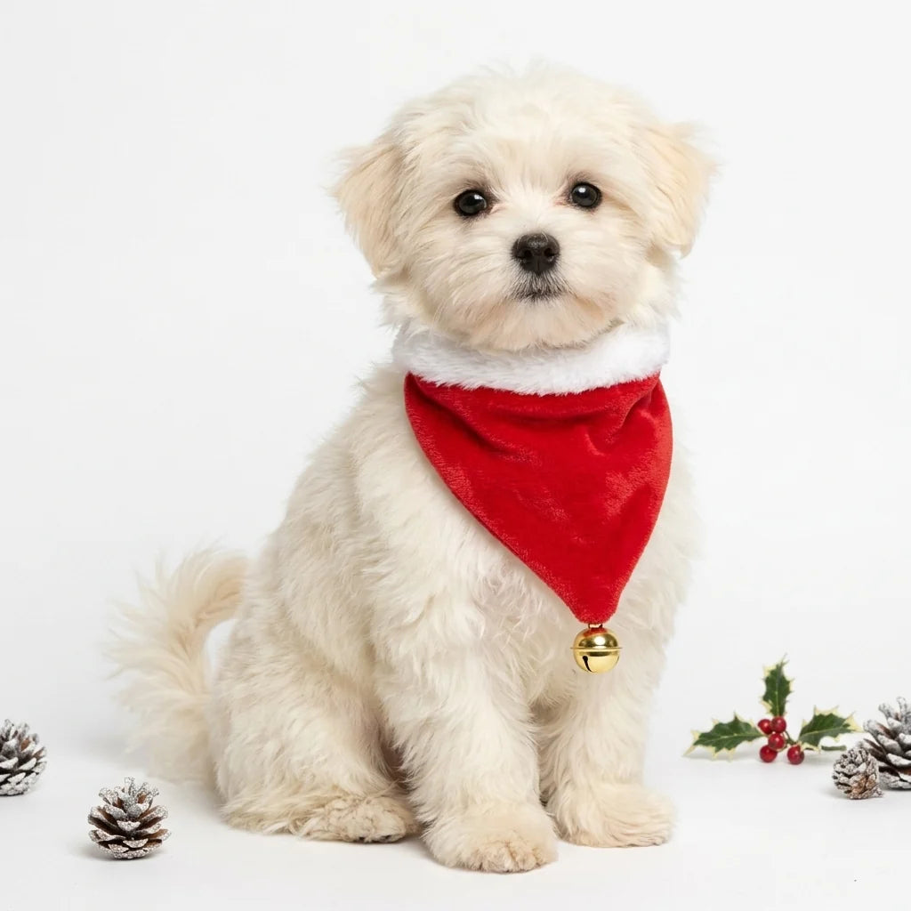 Tamecare Red Christmas Bell Dog Bandana