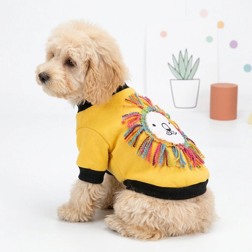 Tamecare Yellow Lion Applique Dog Sweatshirt
