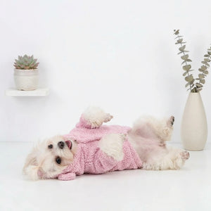 Tamecare Pink Teddy Bear Sherpa Dog Hoodie