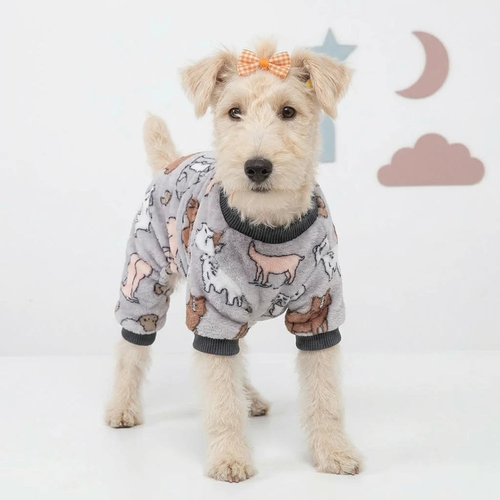 Tamecare Grey Animal Print Plush Dog Onesie