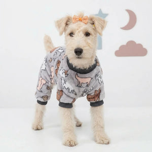 Tamecare Grey Animal Print Plush Dog Onesie