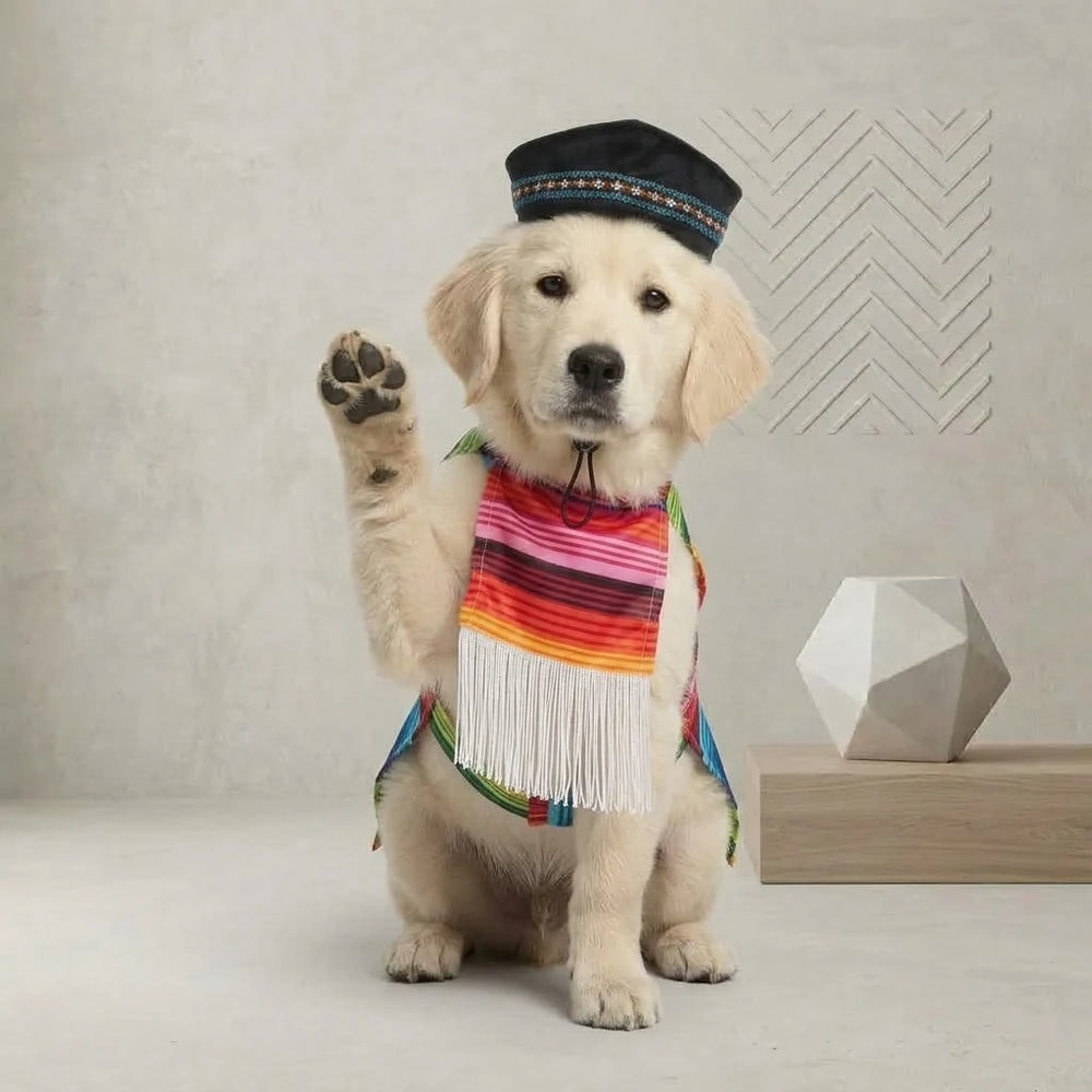 Tamecare Multicolor Mexican Poncho Dog Costume Set