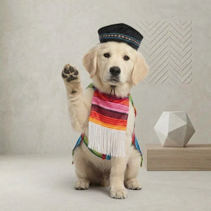 Tamecare Multicolor Mexican Poncho Dog Costume Set