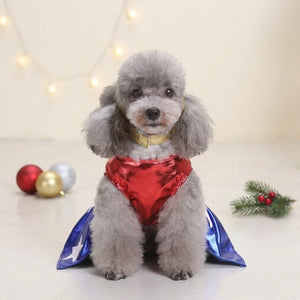 Tamecare Red and Blue Star Dog Costume Dress and Headband