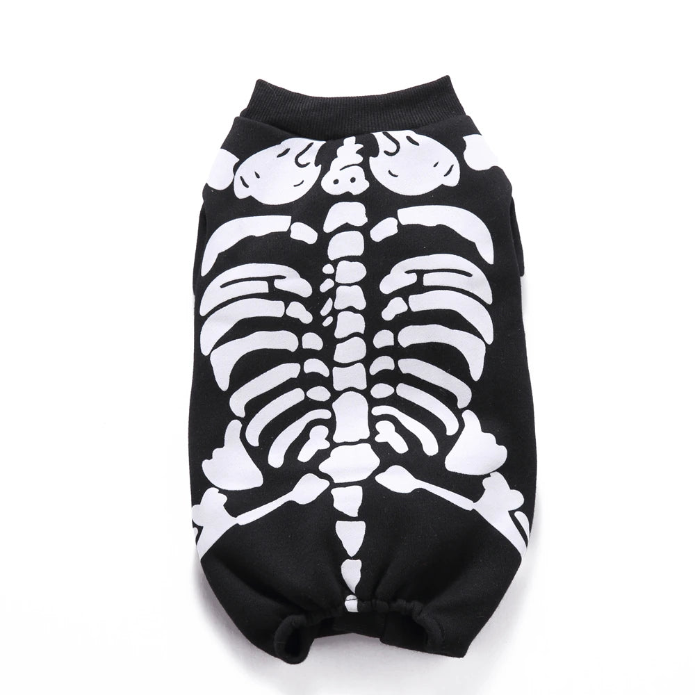 Tamecare Black Skeleton Print Dog Outfit