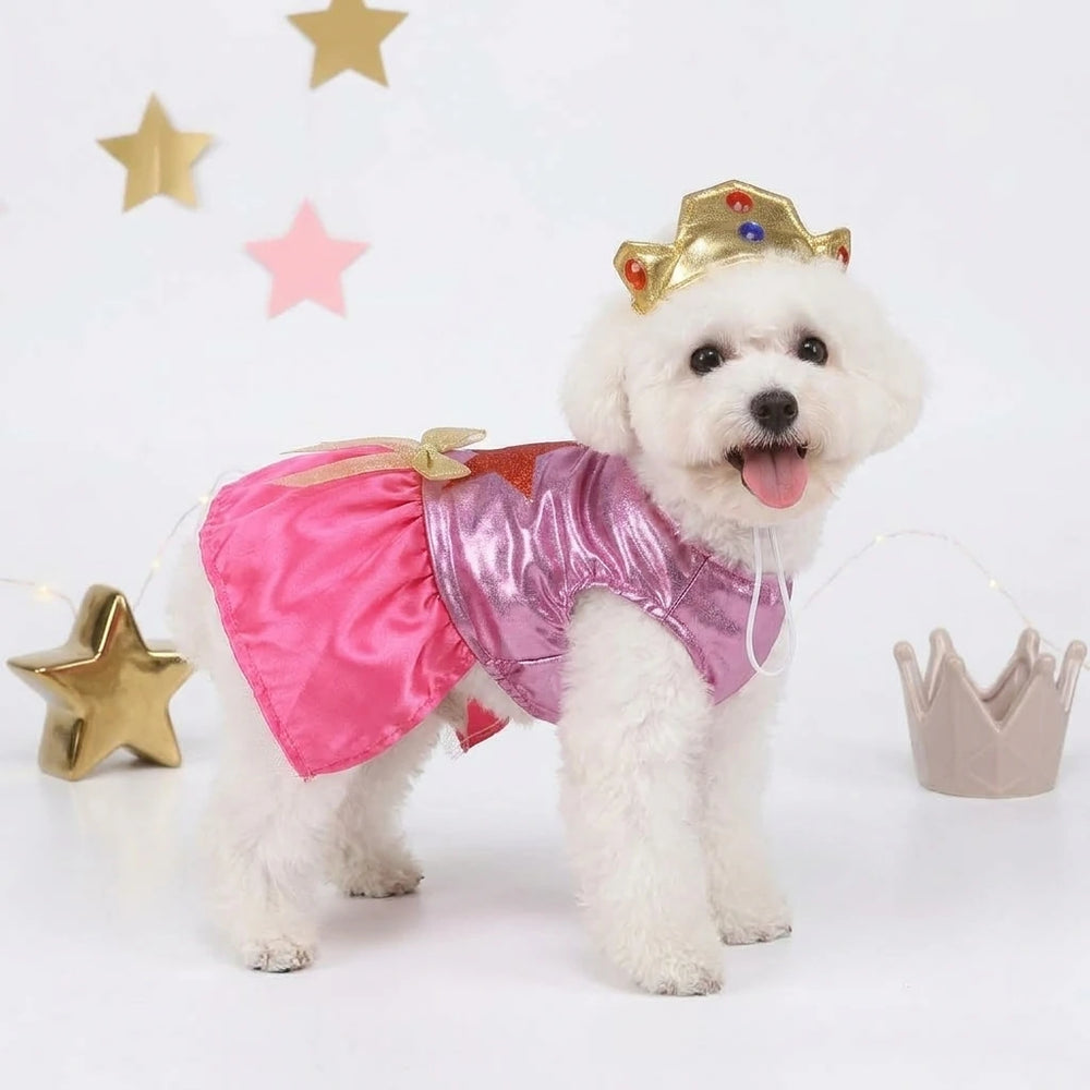 Pink Princess Dog Dress with Crown