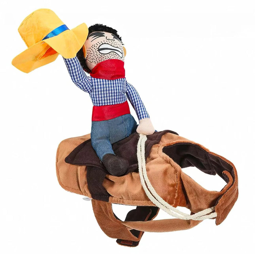 Tamecare Dog Cowboy Costume with Plush Saddle, Halloween Pet Outfit