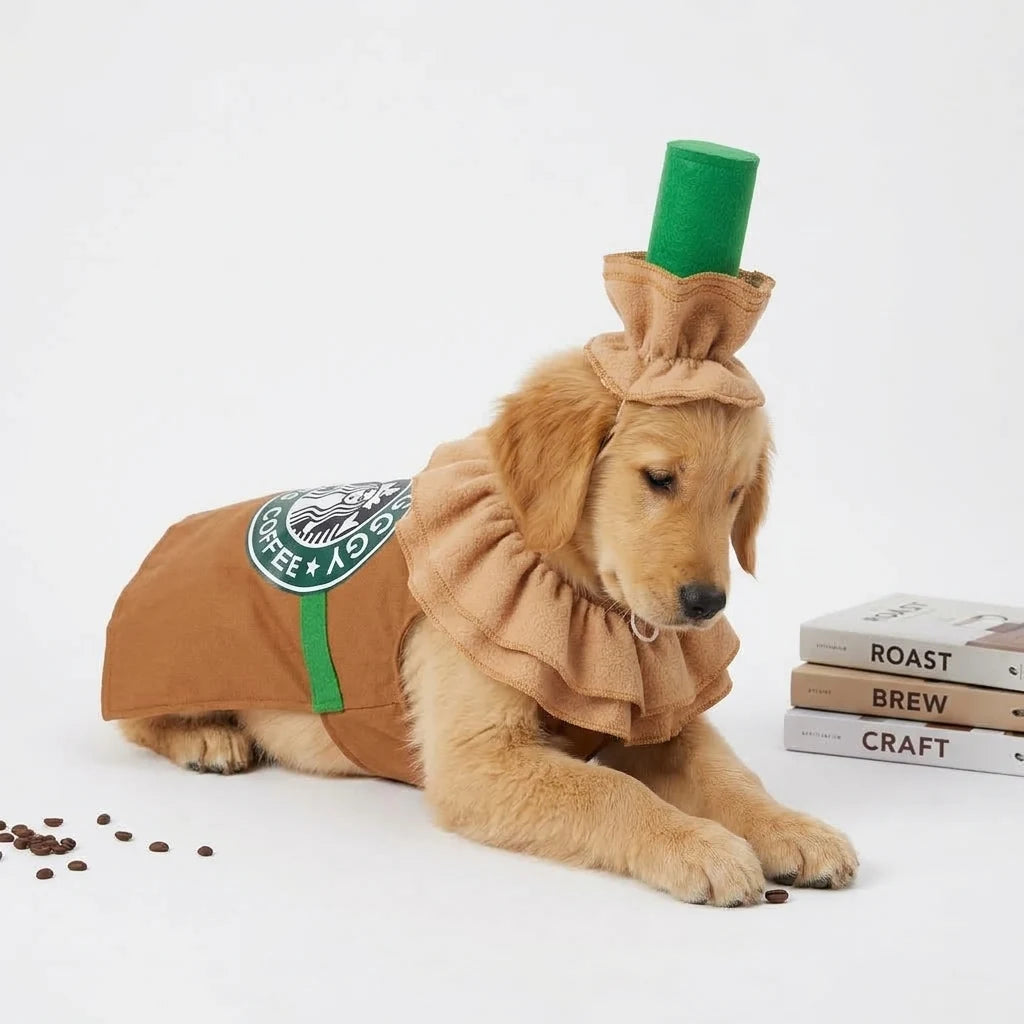 Tamecare Brown Latte Dog Costume Set with Hat