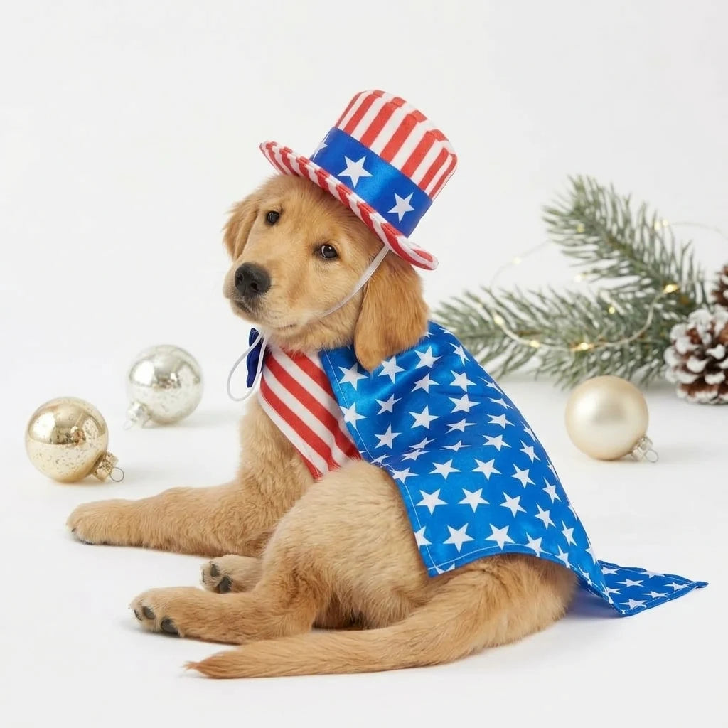 Tamecare Red White and Blue USA Santa Dog Costume