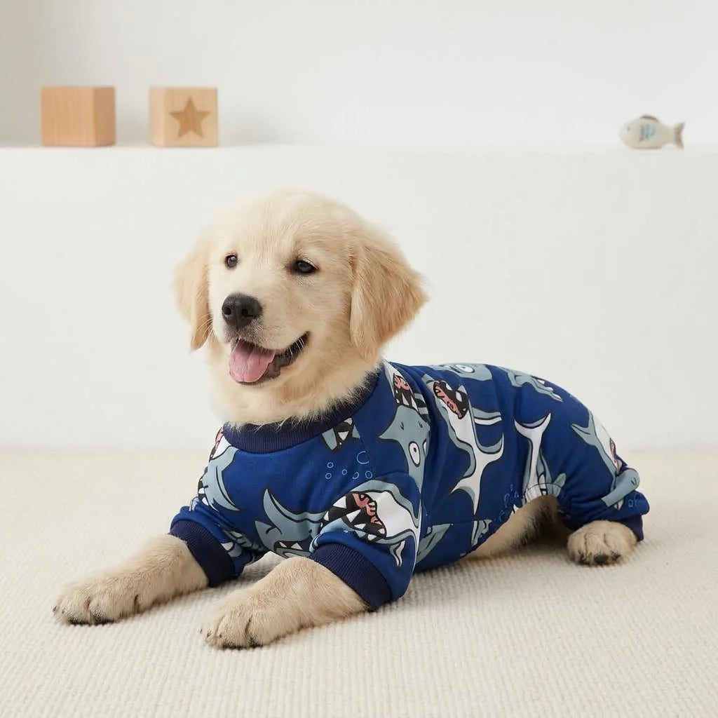 Tamecare Blue Shark Print Dog Pajamas