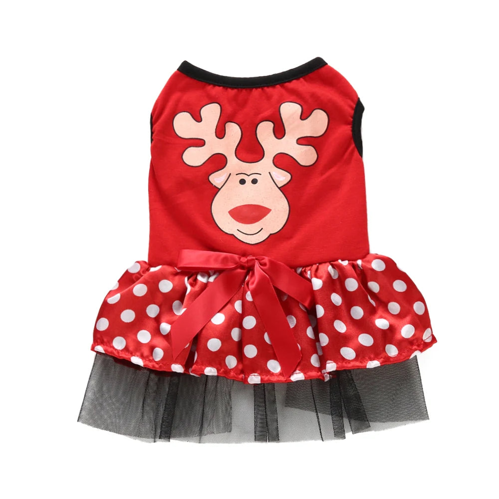 Tamecare Red Reindeer Applique Puppy Dress