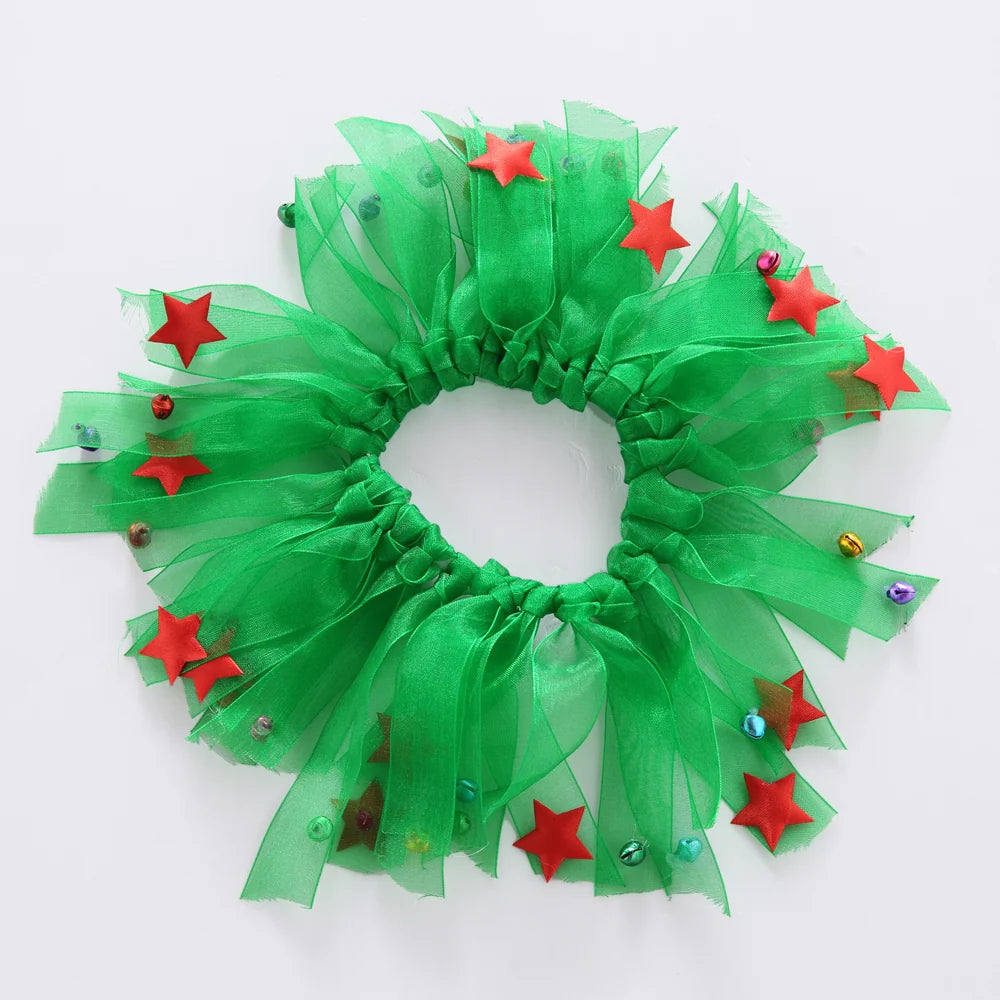 Tamecare Green Christmas Star Tulle Dog Collar