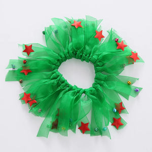 Tamecare Green Christmas Star Tulle Dog Collar