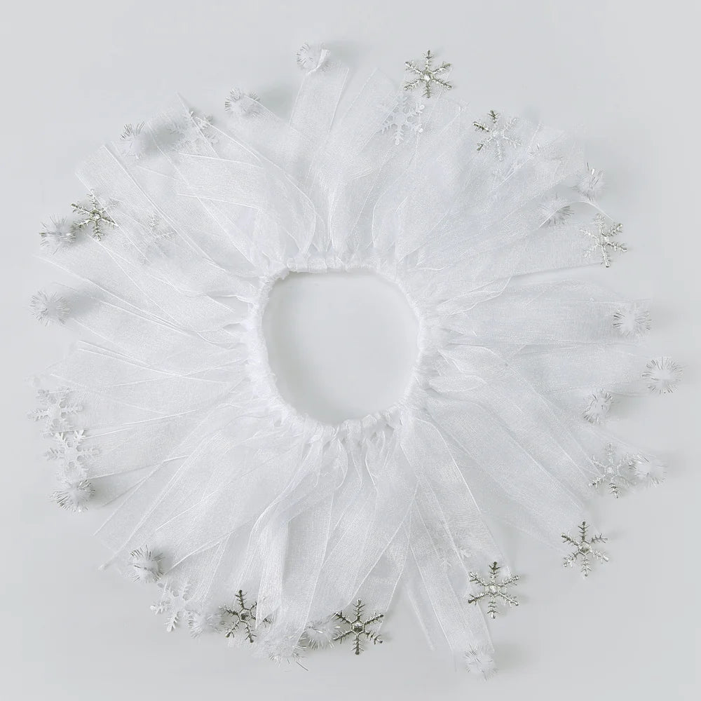 Tamecare White Snowflake Tulle Dog Collar