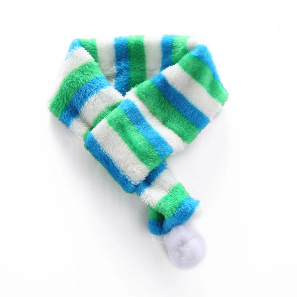 Tamecare Blue Green and White Plush Christmas Dog Scarf
