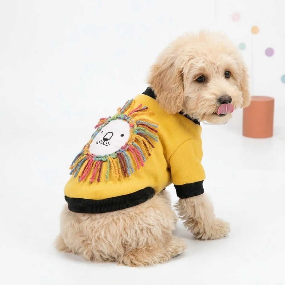 Tamecare Yellow Lion Applique Dog Sweatshirt