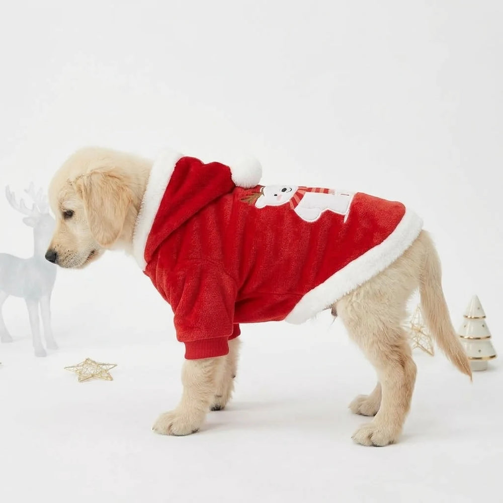 Tamecare Red Christmas Bear Dog Hoodie