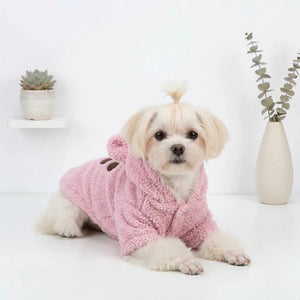 Tamecare Pink Teddy Bear Sherpa Dog Hoodie