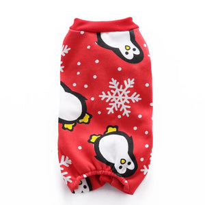 Tamecare Red Penguin and Snowflake Christmas Dog Pajamas