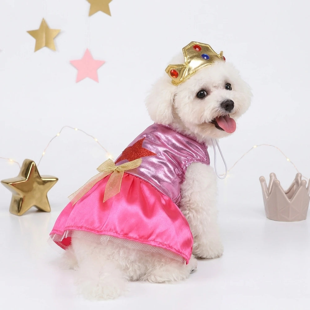 Pink Princess Dog Dress with Crown
