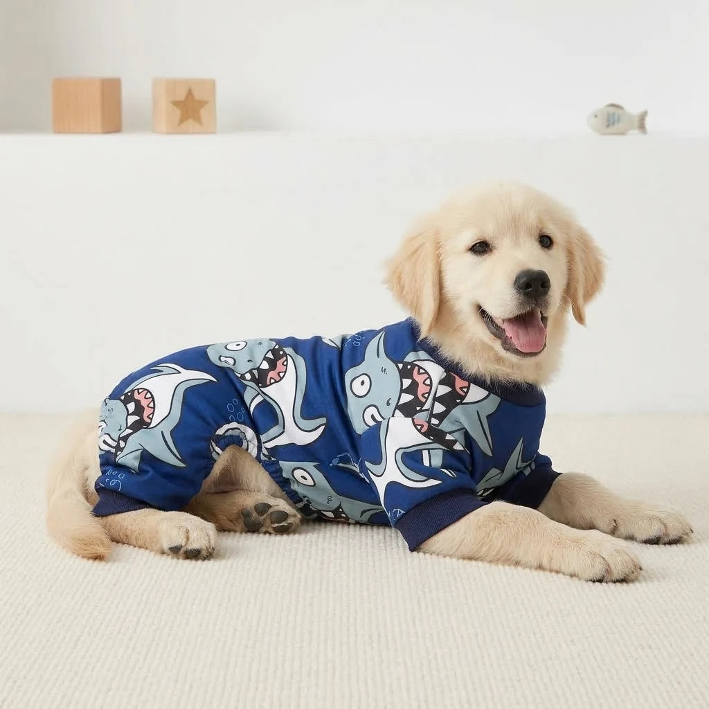 Tamecare Blue Shark Print Dog Pajamas