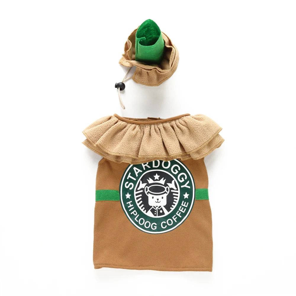 Tamecare Brown Latte Dog Costume Set with Hat