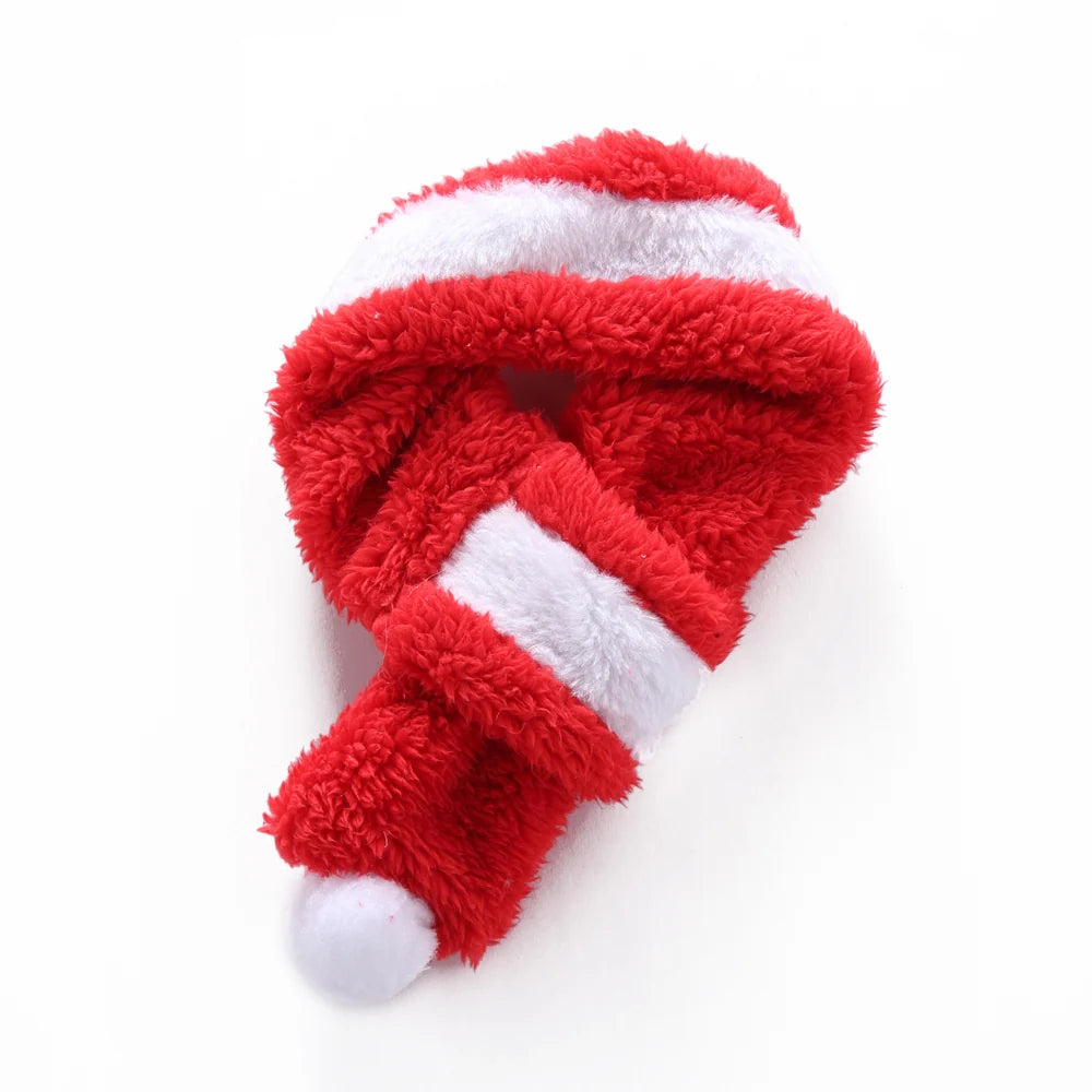 Tamecare Red and White Plush Christmas Dog Scarf