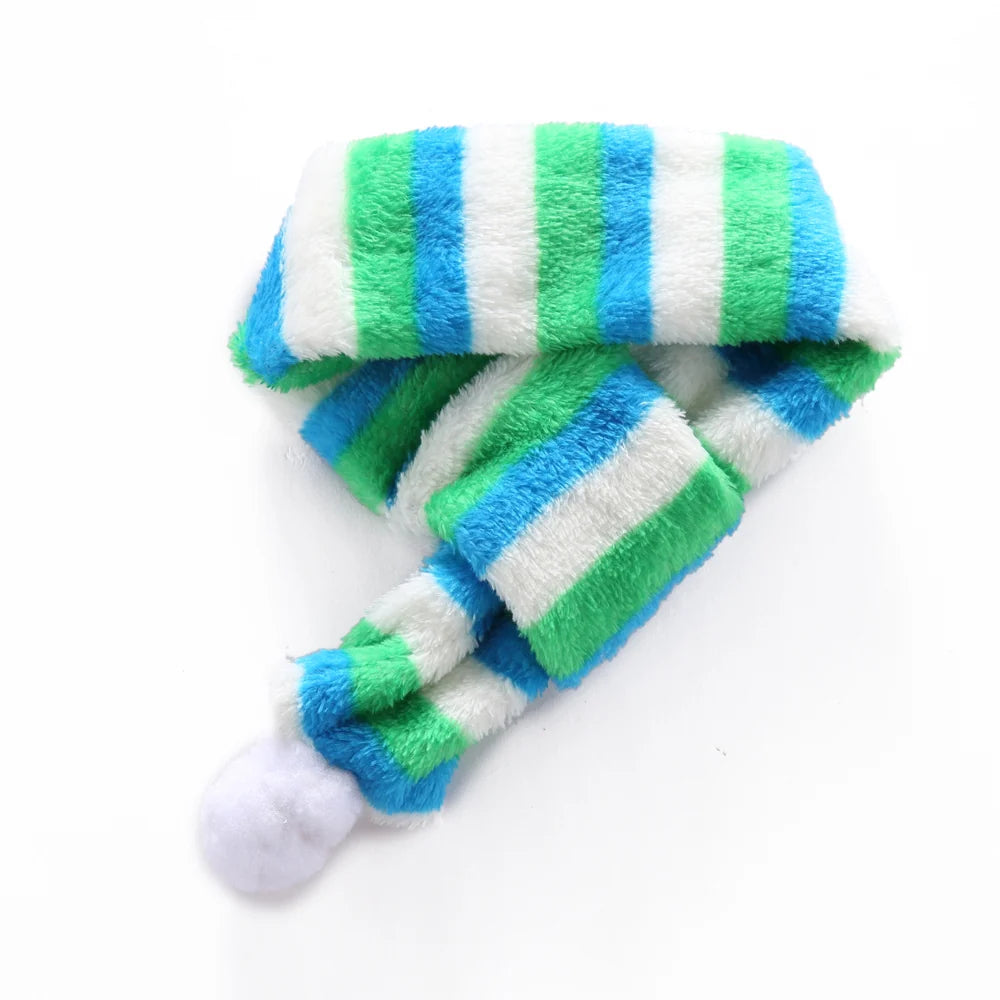 Tamecare Blue Green and White Plush Christmas Dog Scarf