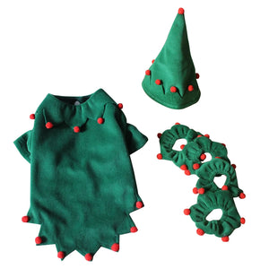 Tamecare Green Felt Elf Dog Costume with Hat and Ankle Cuffs