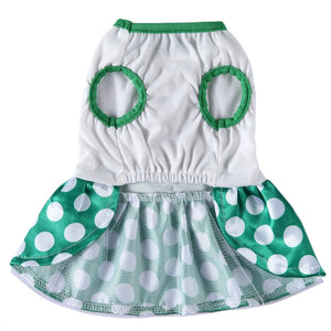 Tamecare Green Polka Dot Christmas Tree Dog Dress