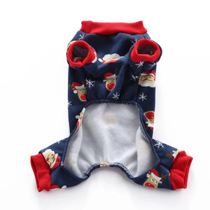 Tamecare Navy Santa and Snowflake Christmas Dog Pajamas