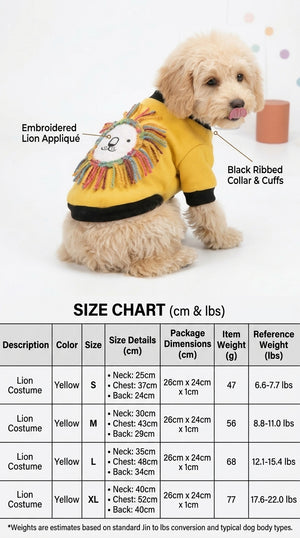 Tamecare Yellow Lion Applique Dog Sweatshirt