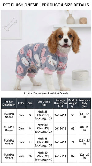 Tamecare Grey Cat Print Plush Dog Onesie