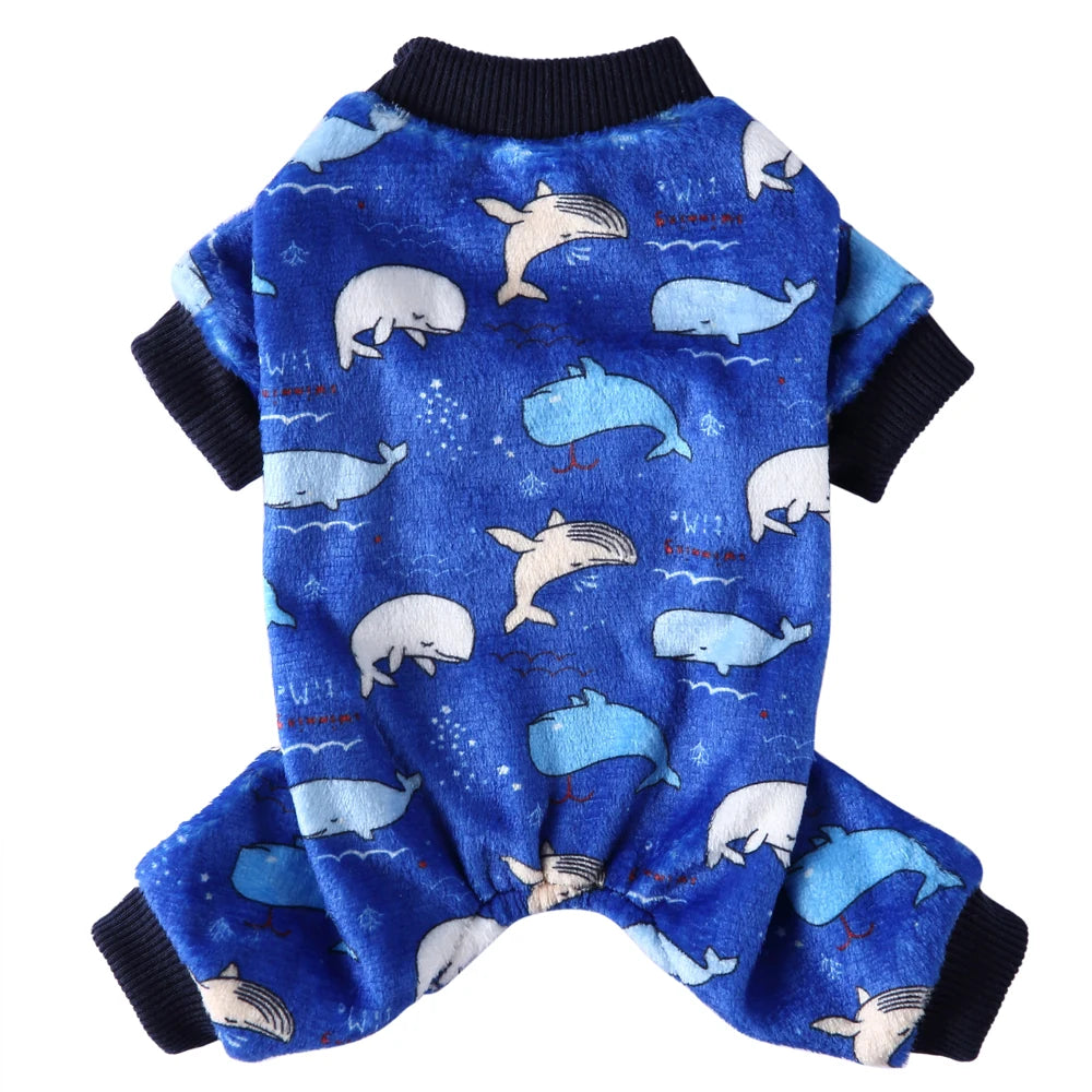 Tamecare Blue Whale Print Fleece Dog Onesie