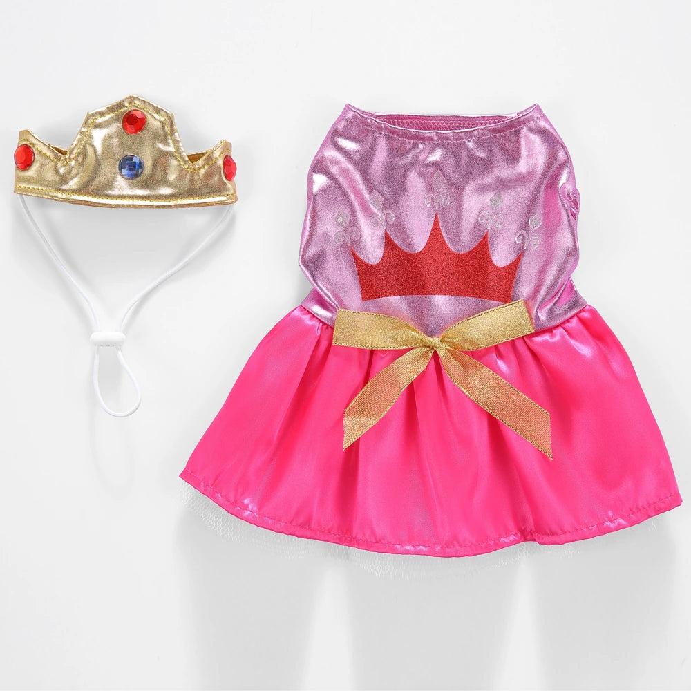 Pink Princess Dog Dress with Crown