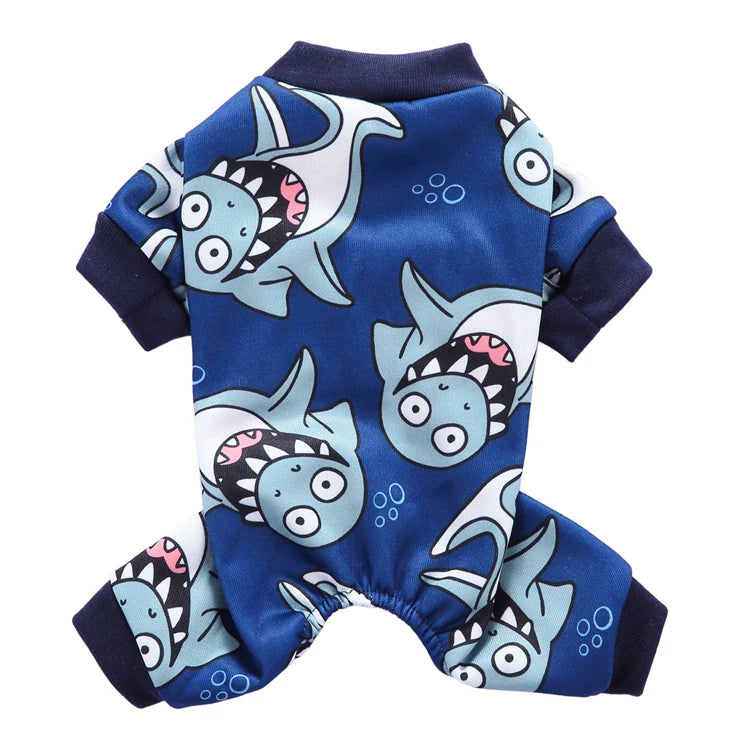 Tamecare Blue Shark Print Dog Pajamas