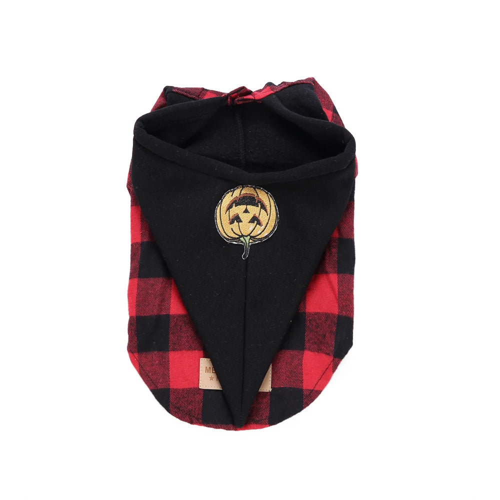 Tamecare Red and Black Plaid Hooded Dog Shirt