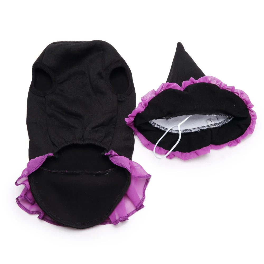 Tamecare Purple Witch Halloween Dog Costume Set