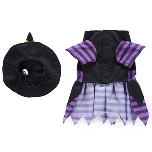 Tamecare Black and Purple Witch Dog Costume and Hat Set