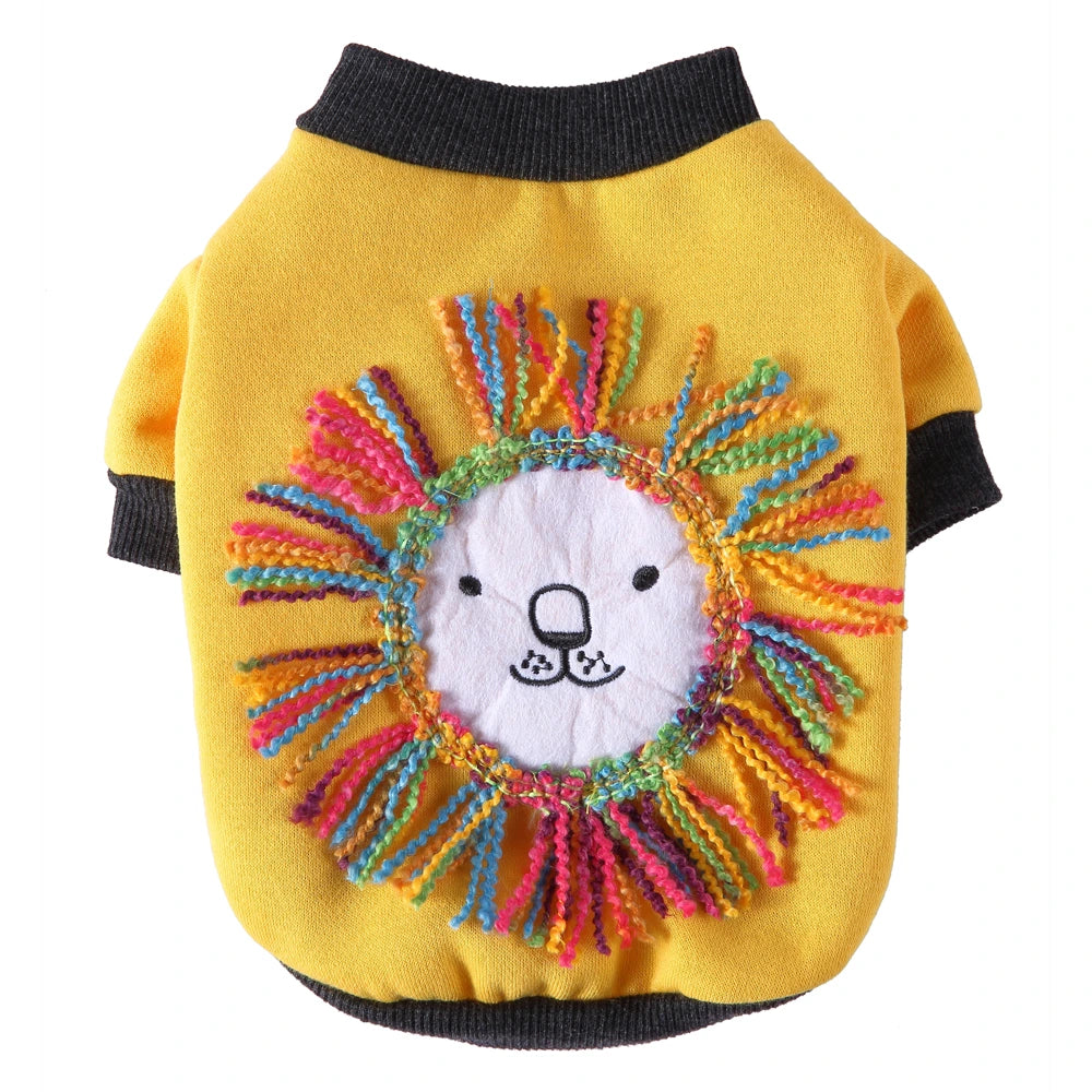 Tamecare Yellow Lion Applique Dog Sweatshirt