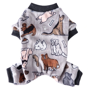 Tamecare Grey Animal Print Plush Dog Onesie