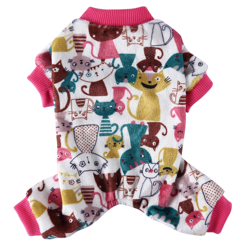 Tamecare Assorted Cat Print Velvet Dog Onesie