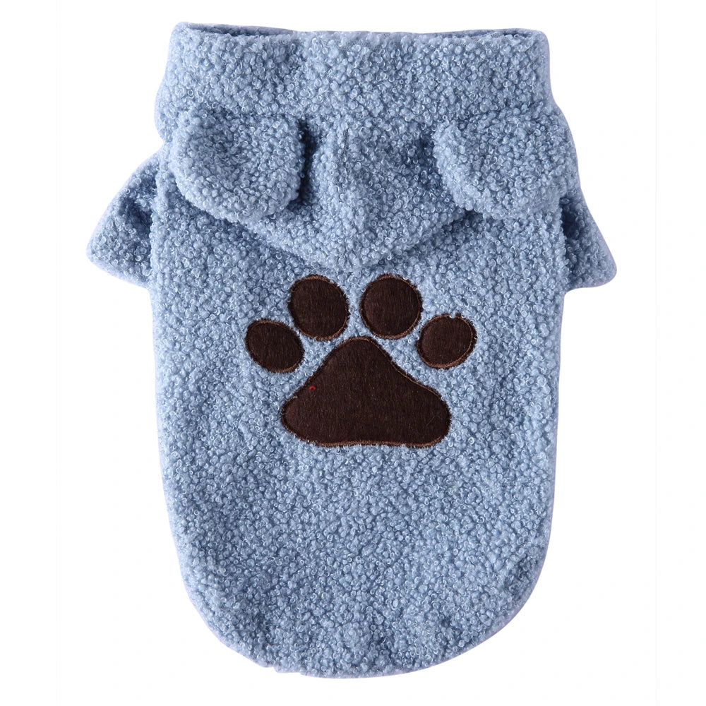 Tamecare Blue Teddy Bear Fleece Dog Hoodie