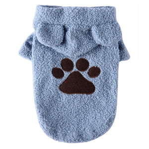 Tamecare Blue Teddy Bear Fleece Dog Hoodie