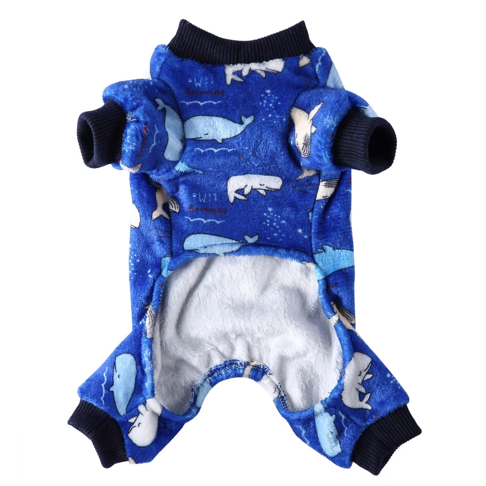 Tamecare Blue Whale Print Fleece Dog Onesie